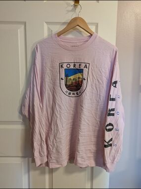 KOREA Cooke Pink Graphic Long Sleeve Tee